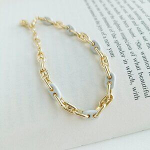 NEW Kendra Scott Bailey Gold White Mix Chain Bracelet